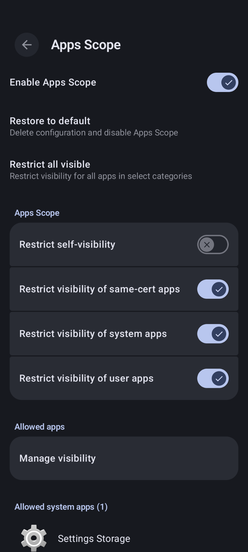 Apps Isolation Screenshot