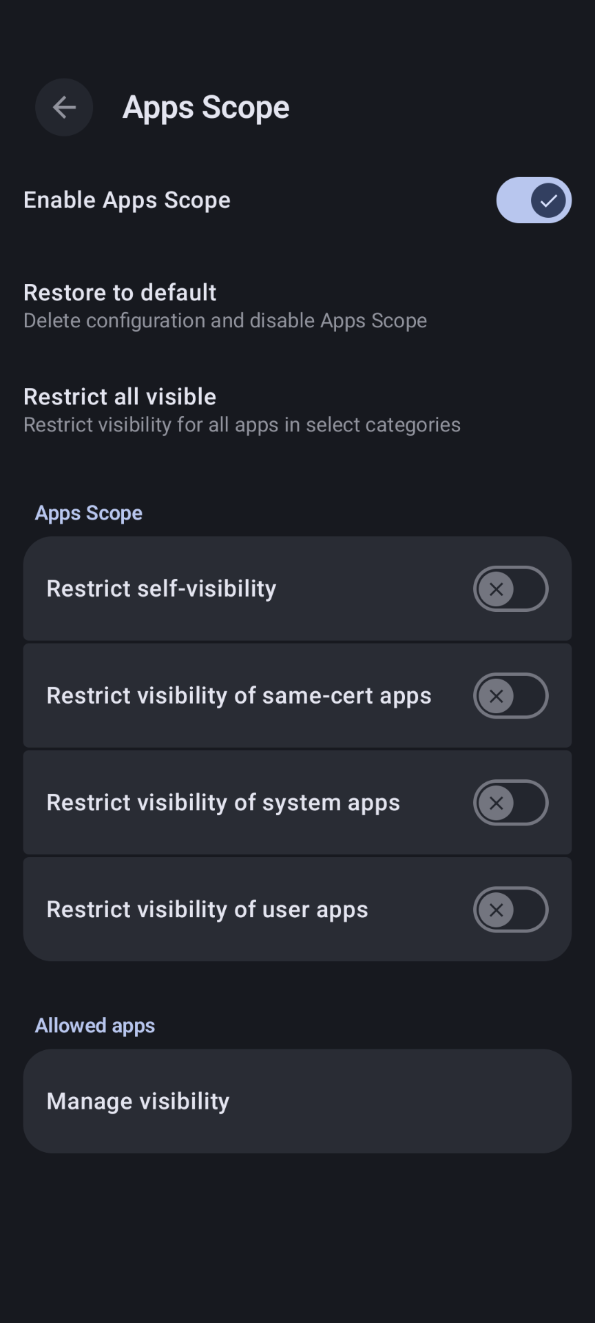 Apps Isolation Screenshot